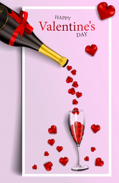 Vettore buon san valentino, moderno banner verticale o carta per il tuo design con i cuori