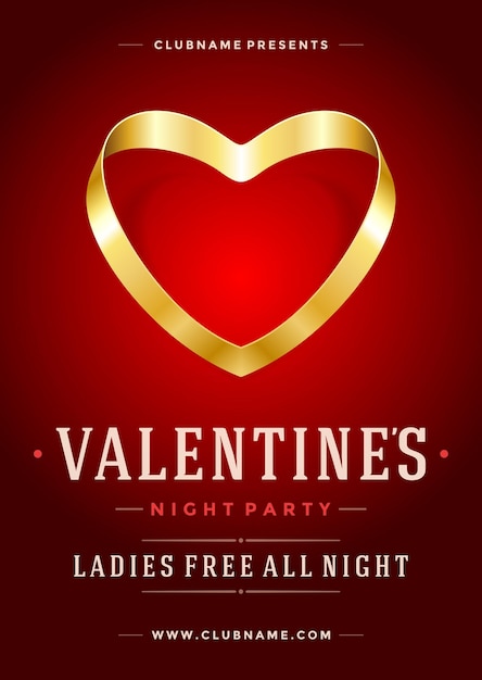 Happy valentine's day party poster design template