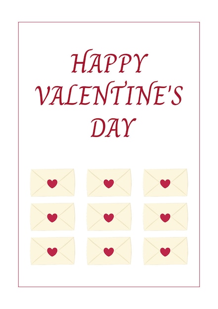 Vector happy valentine's day postcard with envelopes. flat vector. letters with hearts.