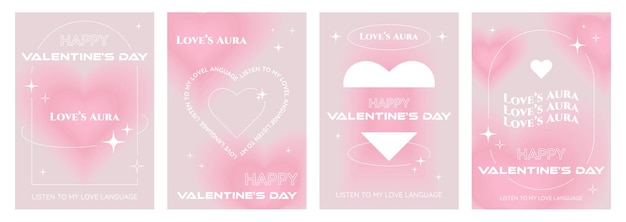 Happy Valentine's Day-poster in trendy y2k-esthetiek omvat verticale banners-flyers