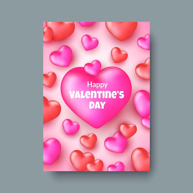 Happy Valentine's Day poster romantisch concept voor uitnodiging voor feest Mooie achtergrond met hartjes ornament vectorafbeelding