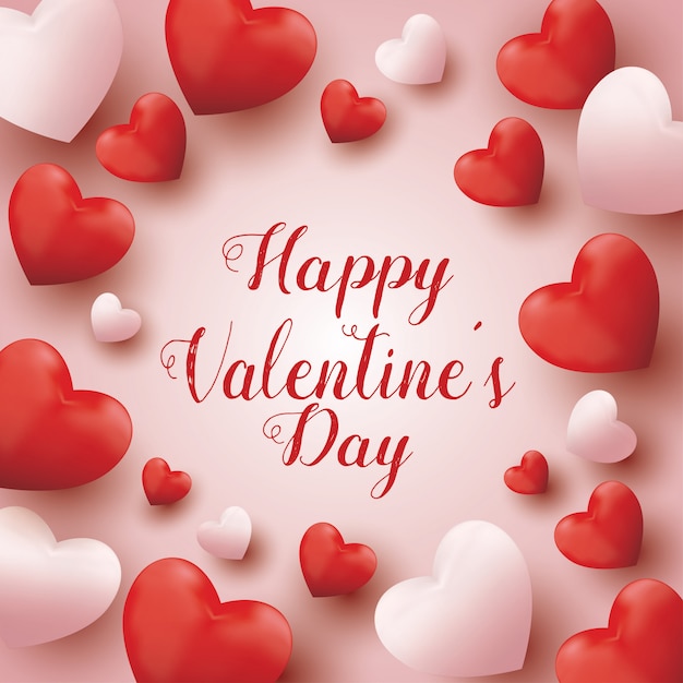 Vector happy valentine's day,realistic 3d hearts frame .