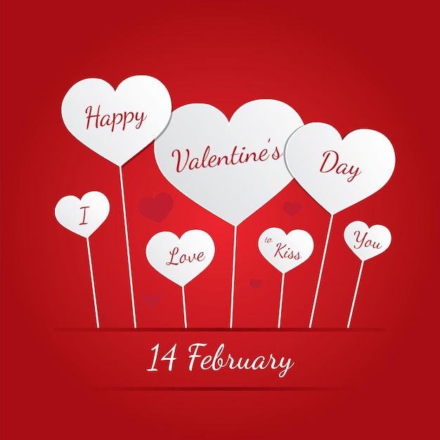 Happy valentine's day on the red background
