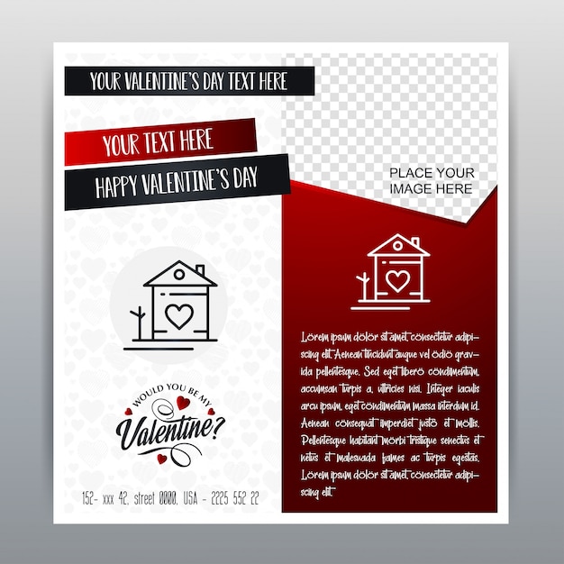 Vector happy valentine's day red icon vertical banner red background. vector illustration