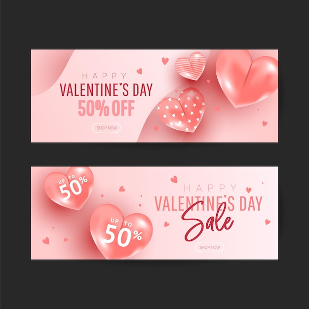 Vector happy valentine's day romantic sale banner