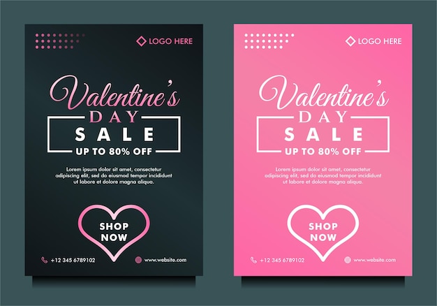 Happy valentine's day sale banner, flyer, poster template