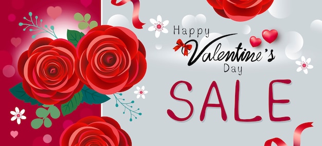 Happy valentine's day sale design of red rose flowers