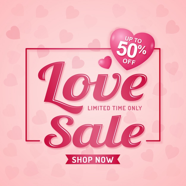 Happy valentine's day sale discount banner template