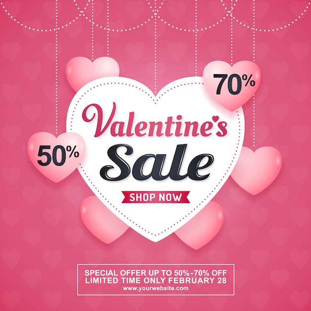 Happy valentine's day sale discount banner template