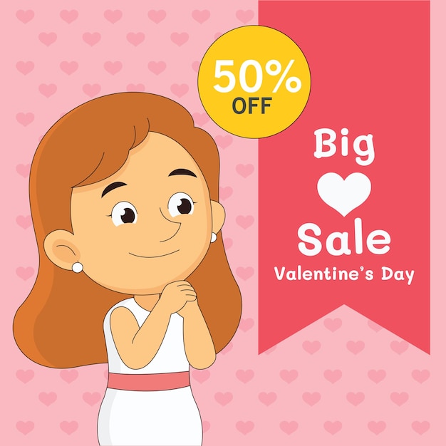 Happy Valentine's day sale in flat design