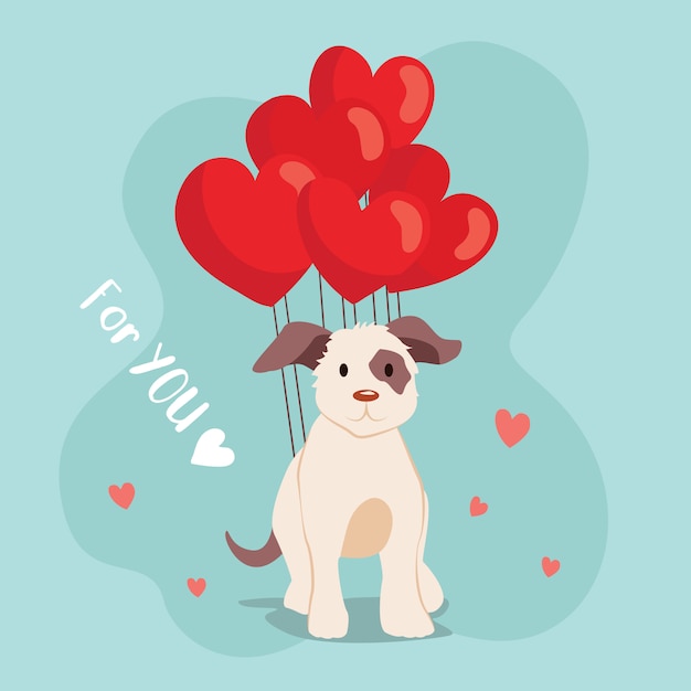 Happy Valentine's Day schattige hond met ballon