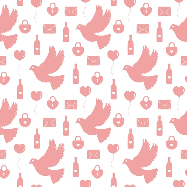 Happy Valentine's Day Seamless Pattern Design with Decoration in Template Hand Drawn Illustration