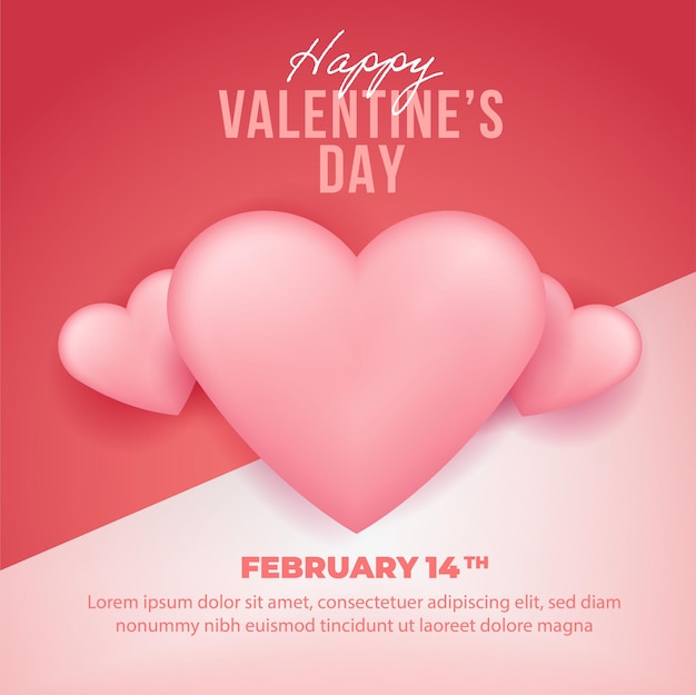 Happy Valentine's Day social media post template with beautiful ornament of love