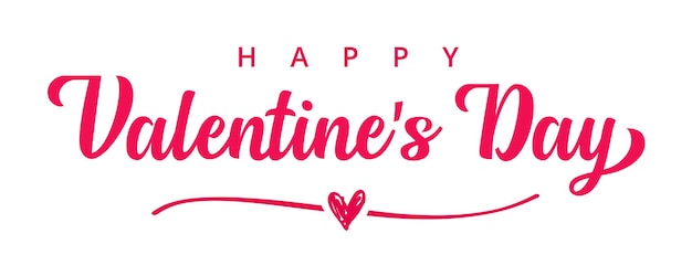 Happy Valentine's Day typografische banner. Valentijnsdag wenskaartsjabloon met belettering tekst.