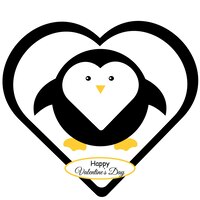 Vector happy valentine's day.valentine's day card in the shape of a heart with a cute penguin.vector.