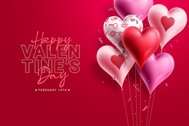 Happy valentine's day vector design. Valentine's day text in empty space with inflatable heart