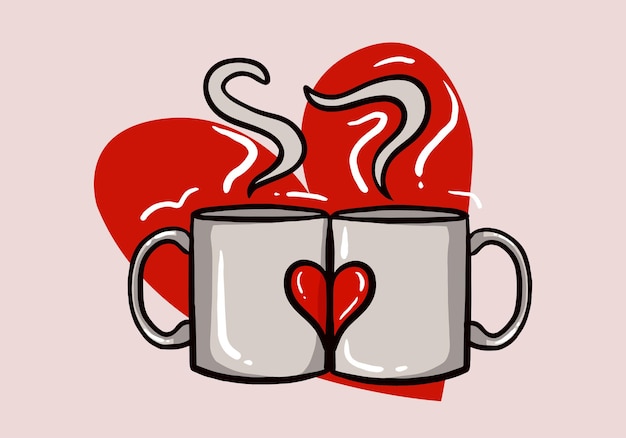 Buon san valentino disegno vettoriale. vettore di san valentino con bicchiere da caffè.