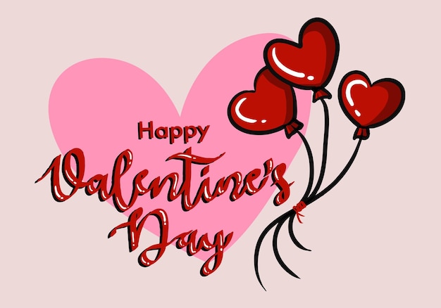 Happy Valentine's Day Vector Design. Valentine's Day Vector With cute heart shape balloons.