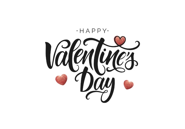 Happy Valentine's Day vector lettering. Hand written greeting card template for Valentine's day.