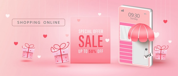 Happy Valentine's Day, verkoop promotie banner