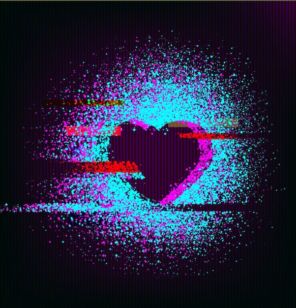 Happy valentine's day wenskaart met een glitch hart