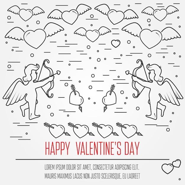 Happy valentine's day wenskaarten etiketten badges symbolen illustraties