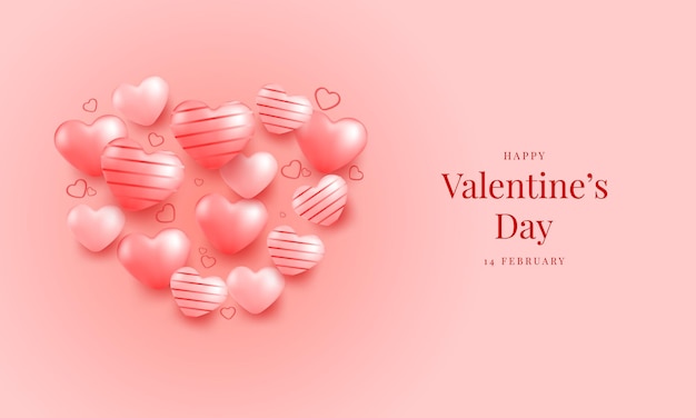 Vector happy valentine's day with balloons arranged to form love