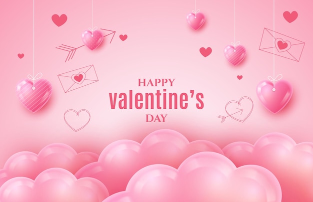 Happy valentine's day with cloud and heart background