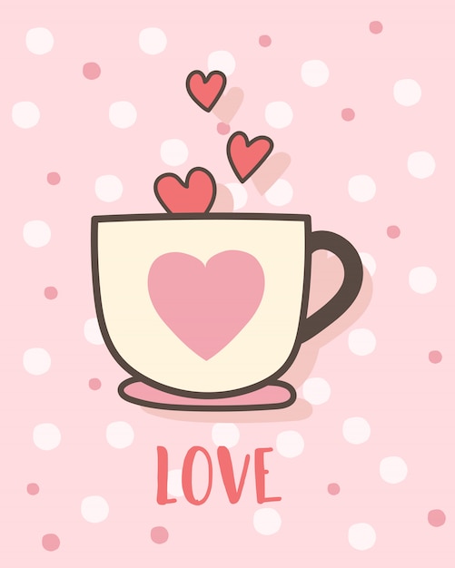 Happy valentine's day with coffee cup of love