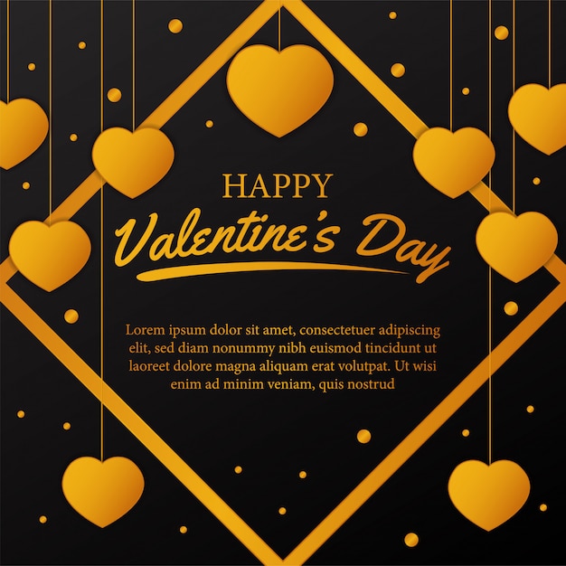 Happy Valentine's day with gold hearth