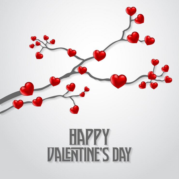 Vector happy valentine's day with hearts 
