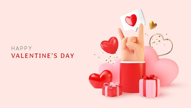 Happy valentine's day with love objects   syle composition