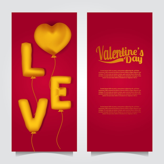 Palloncino d'oro illustrazione di san valentino felice