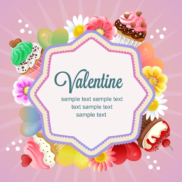 Happy valentine with love and cupcakes