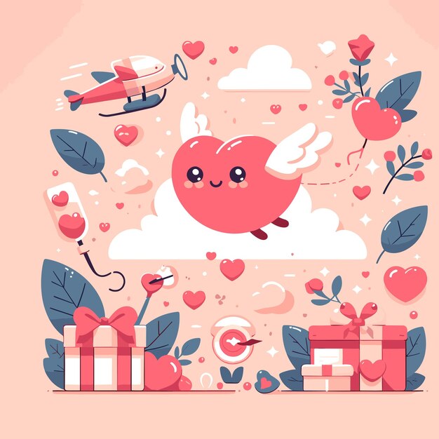 Vector happy valentine with teddies