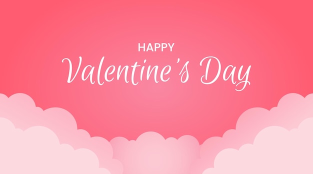 Happy Valentine39s day lettering typography with clouds on pink gradient background