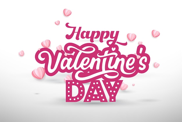 ハッピー・バレンタイン・デー (happy valentine's day) はハートの形をした手書きの文字が描かれたポスターです