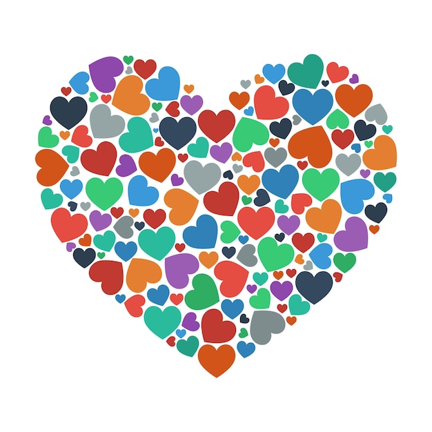 Vector happy valentines day 14 february large heart from little hearts flart ui colors