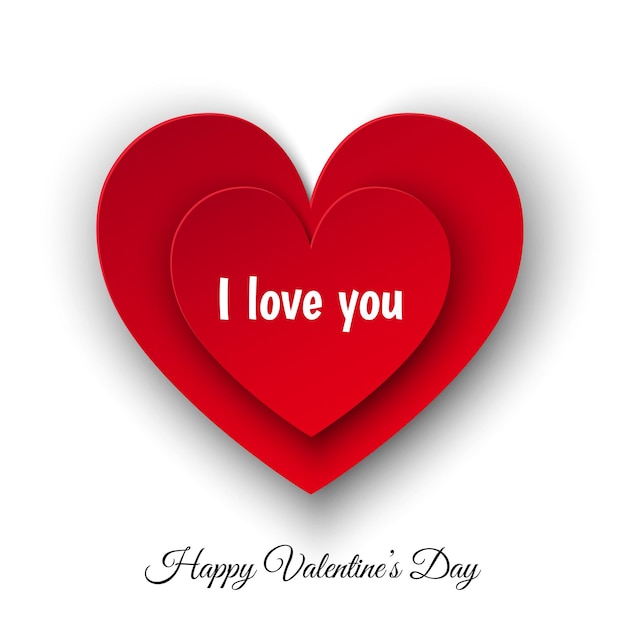 Happy Valentines day achtergrond met fel rood papier hart ik hou van jou
