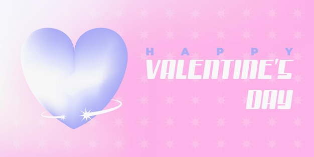 Happy valentines day background banner poster greeting card trendy y2k style vector illustration