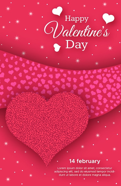 Happy valentines day background. red greeting stories banner with text and hearts. vector illustration.