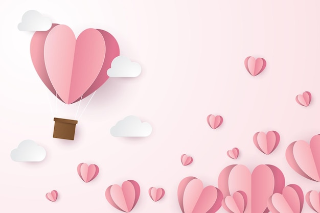 Vector happy valentines day background template with paper cut style