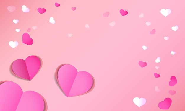 Happy valentines day background with pink hearts elements copy space with concept for design