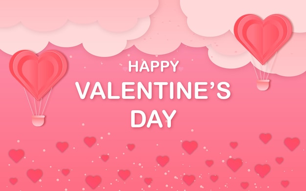 Happy valentines day background with realistic hearts banner