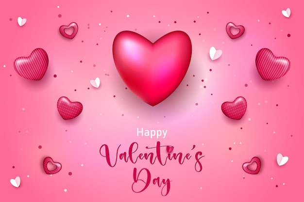 Happy valentines day banner background design with heart illustration