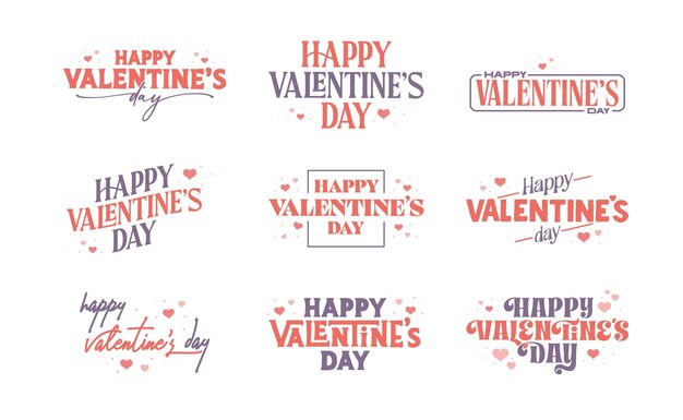 Vector happy valentines day banner bundle