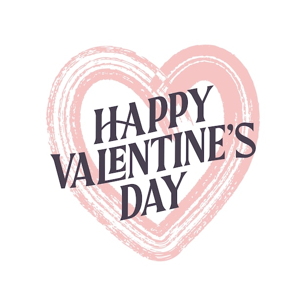 Happy Valentines Day banner Cute and elegant text over a hand drawn brushed heart