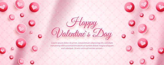 Happy valentines day banner with gift latter love and other