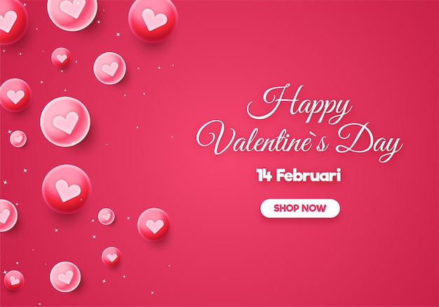 Happy valentines day banner with gift latter love and other