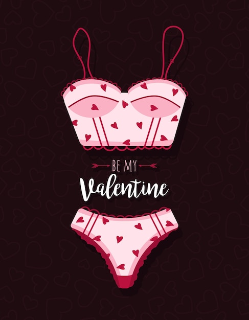 Happy Valentines Day Be my Valentine Card Cute modern lingerie